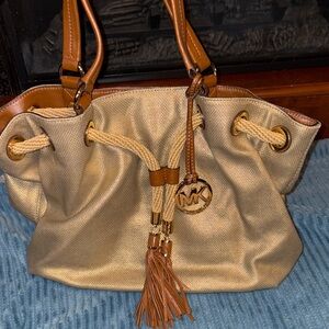 Michael Kors Gold and Brown Shoulder Bag